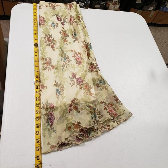 Vintage Tabloid Womens Sheer Floral Midi Skirt Size L Green Spring Forest Fairy - Picture 5 of 7